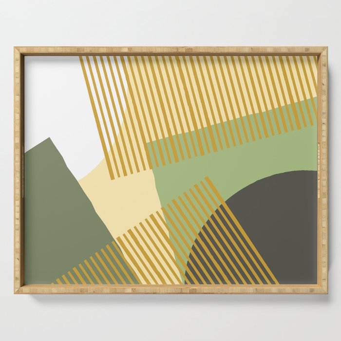 Bloc Lines Half-circle - Yellow Green Serving Tray Gallery Image 1