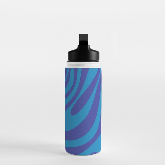 Retro Abstract Pattern Wavy Loops Contemporary Pop Art in Bold Blue Water Bottle Gallery Image 3