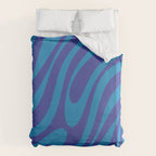 Retro Abstract Pattern Wavy Loops Contemporary Pop Art in Bold Blue Duvet Cover Gallery Image 6