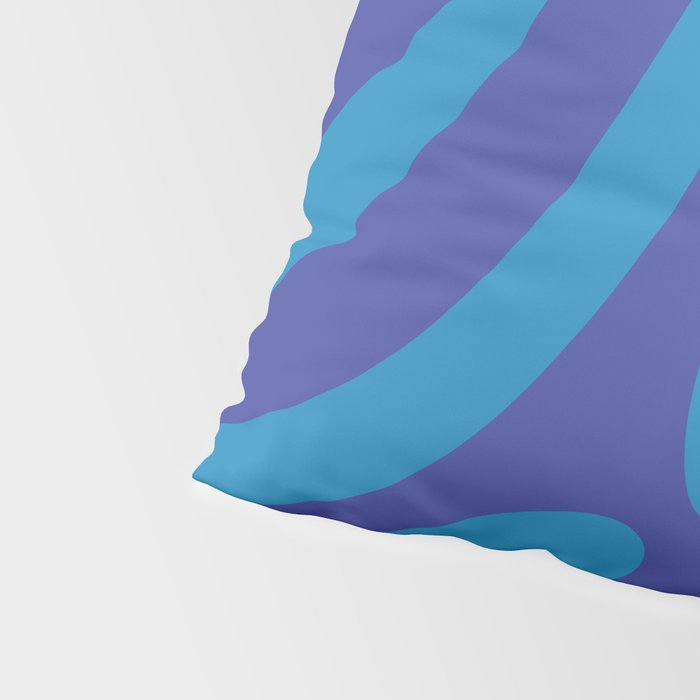 Retro Abstract Pattern Wavy Loops Contemporary Pop Art in Bold Blue Pillow Sham Gallery Image 4