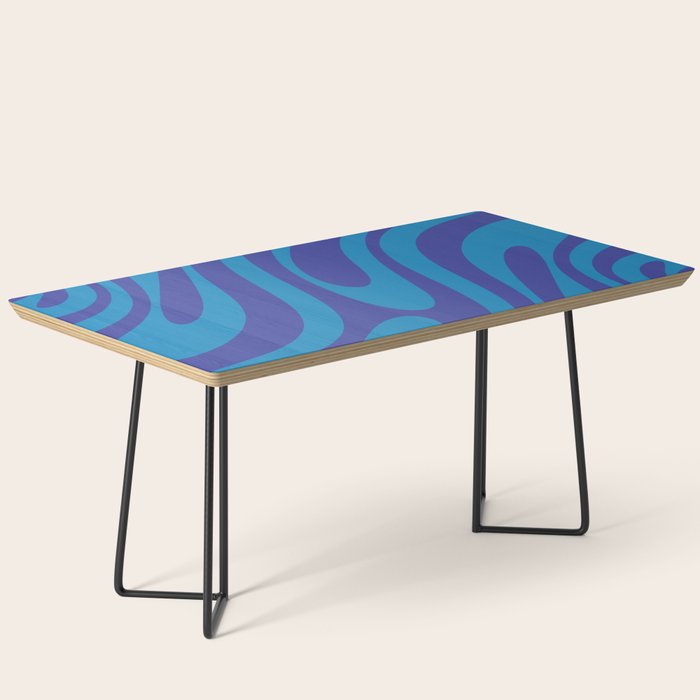 Retro Abstract Pattern Wavy Loops Contemporary Pop Art in Bold Blue Coffee Table Gallery Image 1