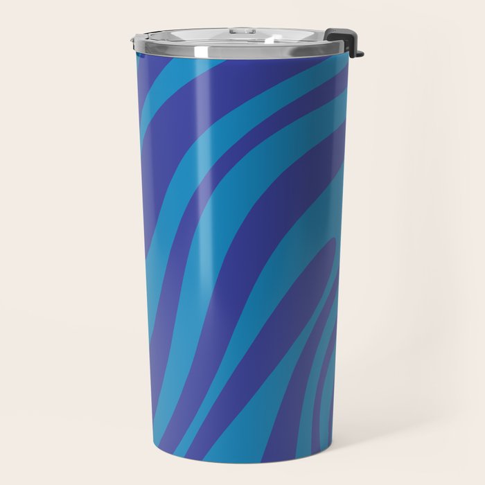 Retro Abstract Pattern Wavy Loops Contemporary Pop Art in Bold Blue Travel Mug Gallery Image 2
