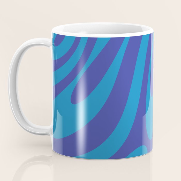 Retro Abstract Pattern Wavy Loops Contemporary Pop Art in Bold Blue Coffee Mug Gallery Image 3