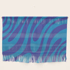 Retro Abstract Pattern Wavy Loops Contemporary Pop Art in Bold Blue Wall Hanging Gallery Image 1