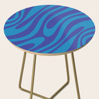 Retro Abstract Pattern Wavy Loops Contemporary Pop Art in Bold Blue Side Table Gallery Image 2