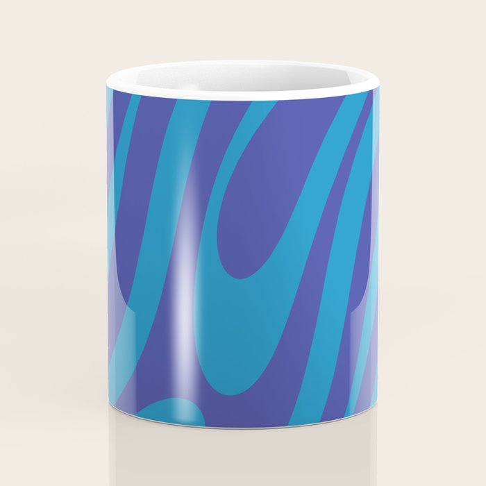 Retro Abstract Pattern Wavy Loops Contemporary Pop Art in Bold Blue Coffee Mug Gallery Image 4