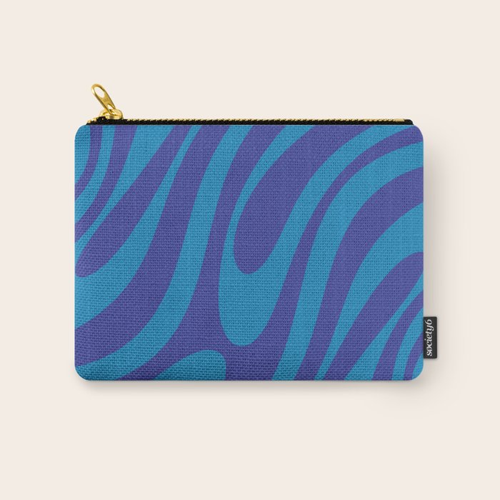 Retro Abstract Pattern Wavy Loops Contemporary Pop Art in Bold Blue Carry All Pouch Gallery Image 1