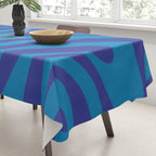 Retro Abstract Pattern Wavy Loops Contemporary Pop Art in Bold Blue Tablecloth Gallery Image 3
