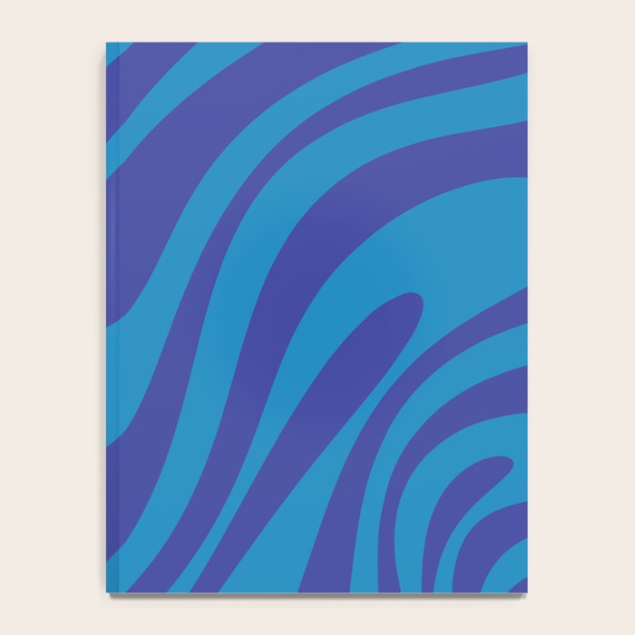 Retro Abstract Pattern Wavy Loops Contemporary Pop Art in Bold Blue Notebook Gallery Image 4