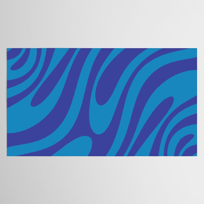 Retro Abstract Pattern Wavy Loops Contemporary Pop Art in Bold Blue Tablecloth Gallery Image 2