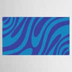 Retro Abstract Pattern Wavy Loops Contemporary Pop Art in Bold Blue Tablecloth Gallery Image 2