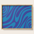 Retro Abstract Pattern Wavy Loops Contemporary Pop Art in Bold Blue Serving Tray Gallery Image 1