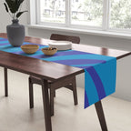 Retro Abstract Pattern Wavy Loops Contemporary Pop Art in Bold Blue Table Runner Gallery Image 2