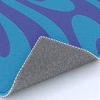 Retro Abstract Pattern Wavy Loops Contemporary Pop Art in Bold Blue Rug Gallery Image 4