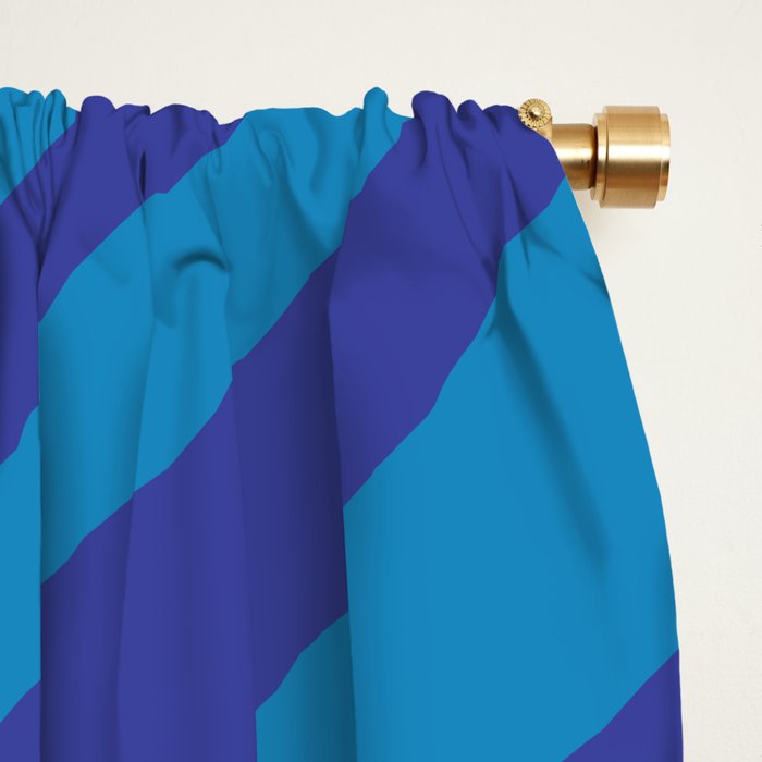 Retro Abstract Pattern Wavy Loops Contemporary Pop Art in Bold Blue Window Curtain Gallery Image 2