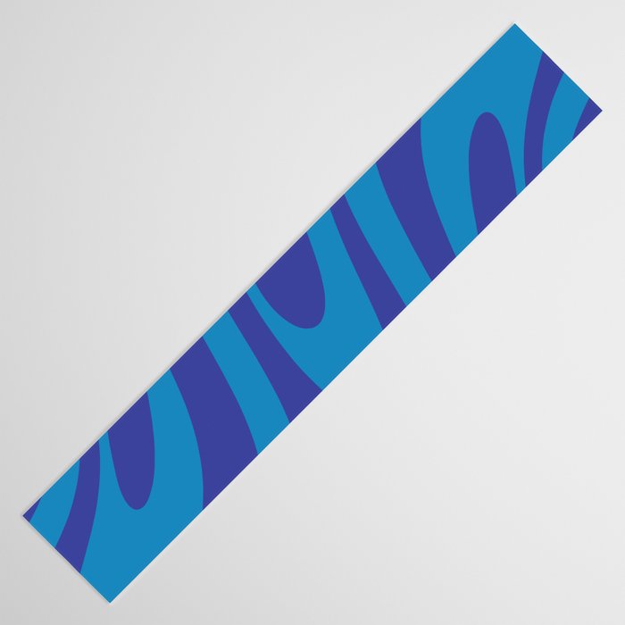 Retro Abstract Pattern Wavy Loops Contemporary Pop Art in Bold Blue Table Runner Gallery Image 3