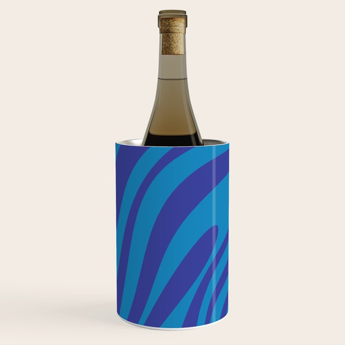 Retro Abstract Pattern Wavy Loops Contemporary Pop Art in Bold Blue Wine Chiller Gallery Image 3