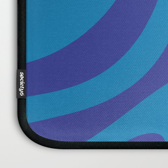 Retro Abstract Pattern Wavy Loops Contemporary Pop Art in Bold Blue Laptop Sleeve Gallery Image 3
