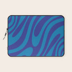 Retro Abstract Pattern Wavy Loops Contemporary Pop Art in Bold Blue Laptop Sleeve Gallery Image 1