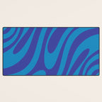 Retro Abstract Pattern Wavy Loops Contemporary Pop Art in Bold Blue Desk Mat Gallery Image 3