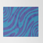 Retro Abstract Pattern Wavy Loops Contemporary Pop Art in Bold Blue Throw Blanket Gallery Image 2