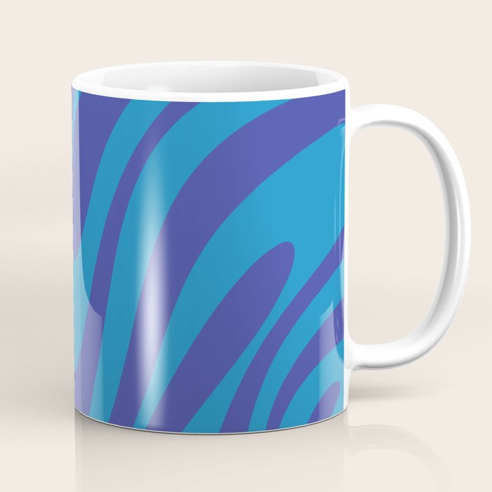 Retro Abstract Pattern Wavy Loops Contemporary Pop Art in Bold Blue Coffee Mug Gallery Image 1