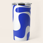 Retro Liquid Swirl Contemporary Abstract Pattern 2 in Cobalt Blue and White Travel Mug Gallery Image 1