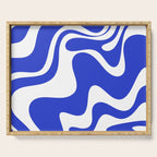 Retro Liquid Swirl Contemporary Abstract Pattern 2 in Cobalt Blue and White Serving Tray Gallery Image 1