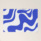 Retro Liquid Swirl Contemporary Abstract Pattern 2 in Cobalt Blue and White Welcome Mat Gallery Image 1