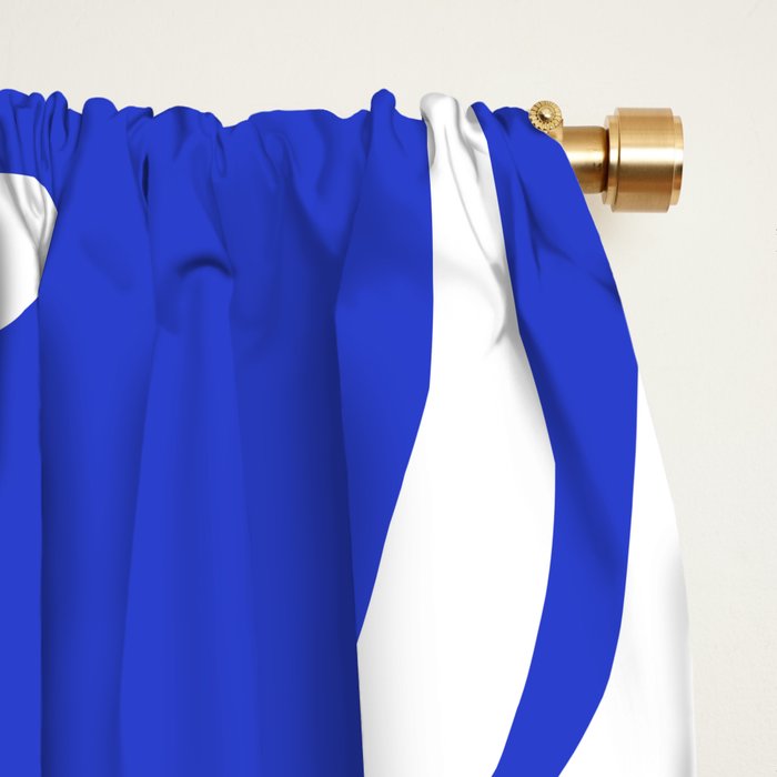 Retro Liquid Swirl Contemporary Abstract Pattern 2 in Cobalt Blue and White Window Curtain Gallery Image 2