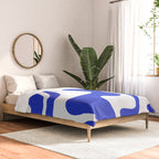 Retro Liquid Swirl Contemporary Abstract Pattern 2 in Cobalt Blue and White Comforter Gallery Image 2