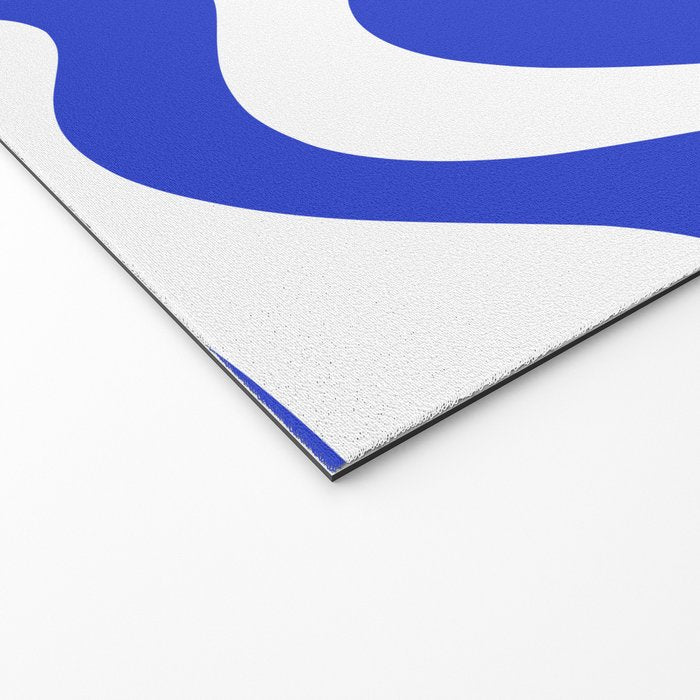 Retro Liquid Swirl Contemporary Abstract Pattern 2 in Cobalt Blue and White Welcome Mat Gallery Image 2