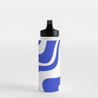 Retro Liquid Swirl Contemporary Abstract Pattern 2 in Cobalt Blue and White Water Bottle Gallery Image 3