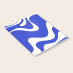 Retro Liquid Swirl Contemporary Abstract Pattern 2 in Cobalt Blue and White Notebook Gallery Image 2