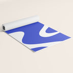 Retro Liquid Swirl Contemporary Abstract Pattern 2 in Cobalt Blue and White Yoga Mat Gallery Image 2
