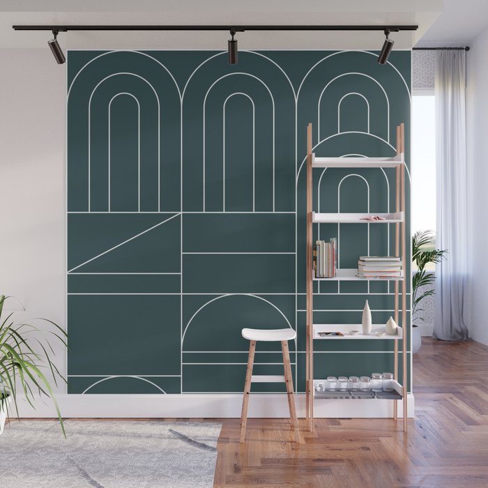 Deco Geometric 04 Teal Wall Mural Gallery Image 1
