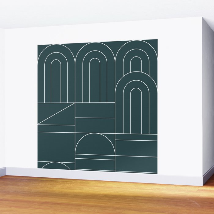 Deco Geometric 04 Teal Wall Mural Gallery Image 2