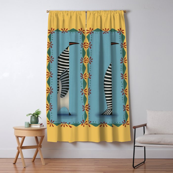 Striped Penguin Window Curtain Gallery Image 1