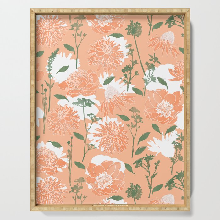 Modern floral blooms PGM7 Serving Tray Gallery Image 1