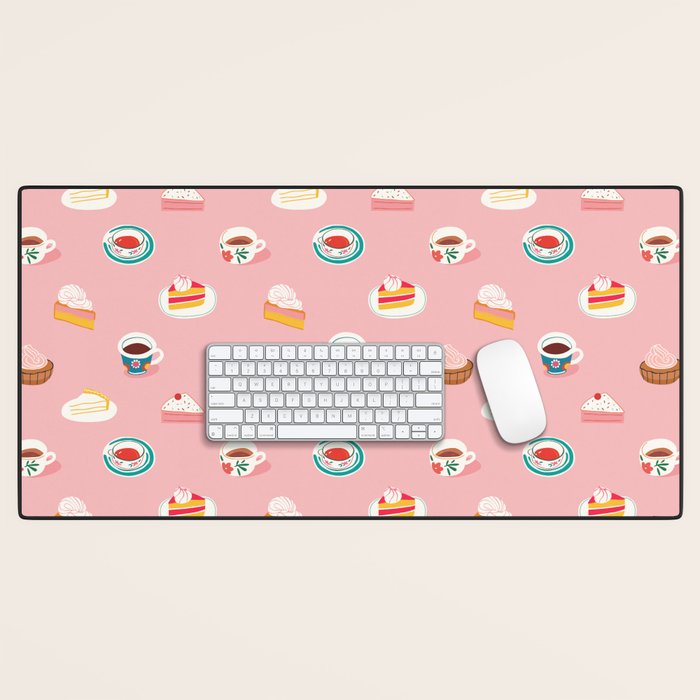 Vintage sweet dessert tea food art pattern Desk Mat Gallery Image 1