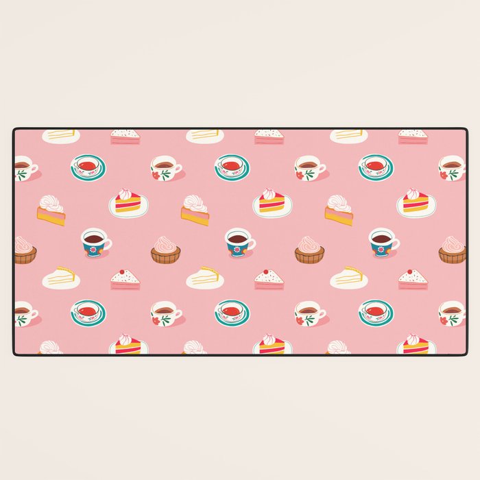 Vintage sweet dessert tea food art pattern Desk Mat Gallery Image 3