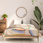 Self Love, Abstract Bohemian Woman Line Art, Feminism Boho Eclectic Beach Summer Sunny Reader Comforter Gallery Image 3