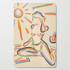 Self Love, Abstract Bohemian Woman Line Art, Feminism Boho Eclectic Beach Summer Sunny Reader Cutting Board Gallery Image 1