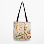 Self Love, Abstract Bohemian Woman Line Art, Feminism Boho Eclectic Beach Summer Sunny Reader Tote Bag Gallery Image 2