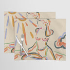 Self Love, Abstract Bohemian Woman Line Art, Feminism Boho Eclectic Beach Summer Sunny Reader Placemat Gallery Image 1