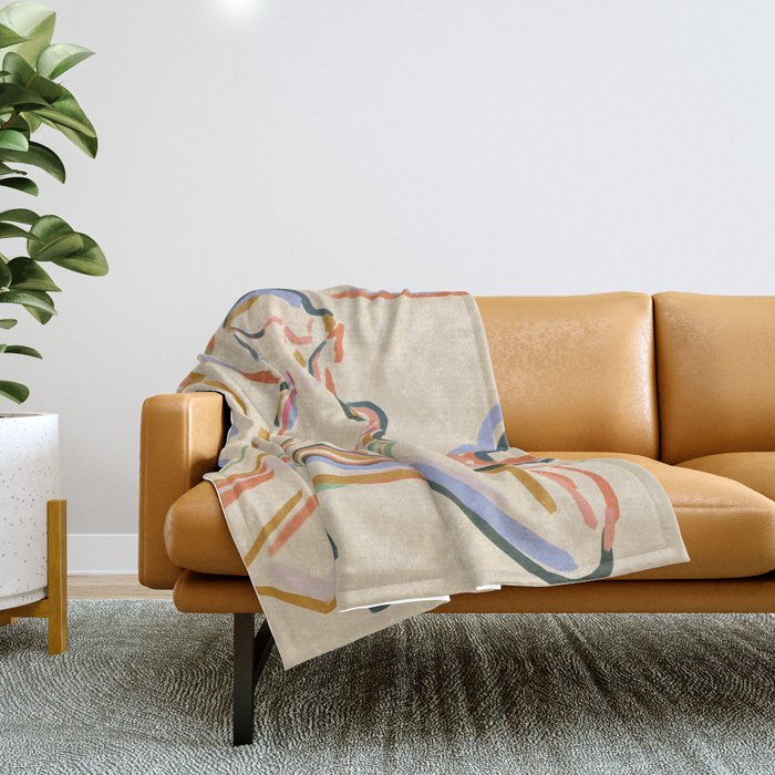 Self Love, Abstract Bohemian Woman Line Art, Feminism Boho Eclectic Beach Summer Sunny Reader Throw Blanket Gallery Image 1