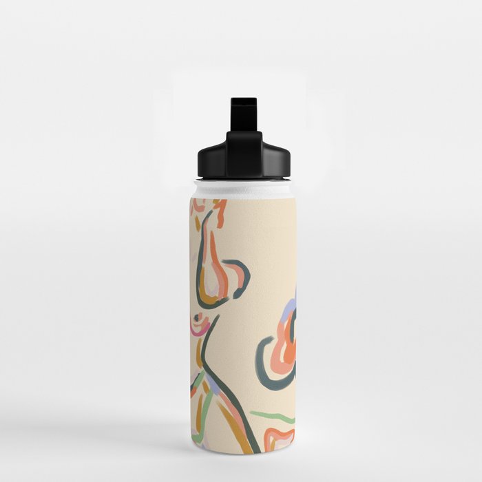 Self Love, Abstract Bohemian Woman Line Art, Feminism Boho Eclectic Beach Summer Sunny Reader Water Bottle Gallery Image 2