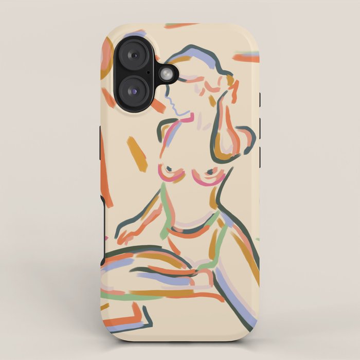 Self Love, Abstract Bohemian Woman Line Art, Feminism Boho Eclectic Beach Summer Sunny Reader iPhone Case Gallery Image 1