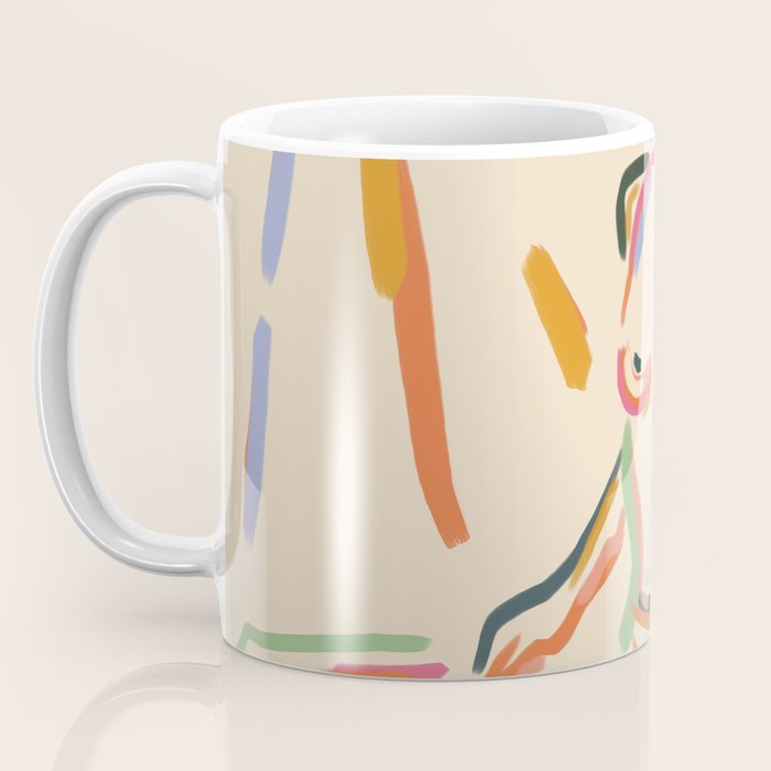 Self Love, Abstract Bohemian Woman Line Art, Feminism Boho Eclectic Beach Summer Sunny Reader Coffee Mug Gallery Image 3