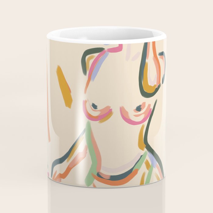 Self Love, Abstract Bohemian Woman Line Art, Feminism Boho Eclectic Beach Summer Sunny Reader Coffee Mug Gallery Image 4